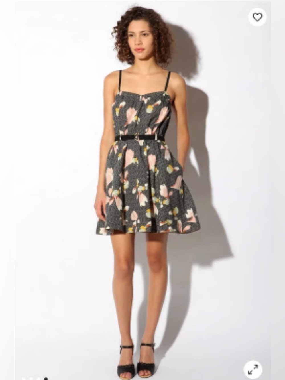Kimchi Blue Nora black cotton/linen floral sundress, size S